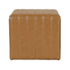 Ada Footstool Ottoman | Channel Tuft Caramel Brown Faux Leather 19’’