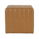 Ada Footstool Ottoman | Channel Tuft Caramel Brown Faux Leather 19’’