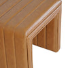 Ada Footstool Ottoman | Channel Tuft Caramel Brown Faux Leather 19’’