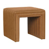 Ada Footstool Ottoman | Channel Tuft Caramel Brown Faux Leather 19"