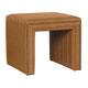 Ada Footstool Ottoman | Channel Tuft Caramel Brown Faux Leather 19"