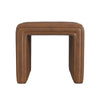 Ada Footstool Ottoman | Channel Tufted Brown Faux Leather | 19"