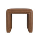 Ada Footstool Ottoman | Channel Tufted Brown Faux Leather | 19"