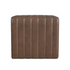 Ada Footstool Ottoman | Channel Tufted Brown Faux Leather | 19"