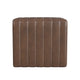 Ada Footstool Ottoman | Channel Tufted Brown Faux Leather | 19"
