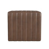 Ada Footstool Ottoman | Channel Tufted Brown Faux Leather | 19’’