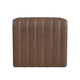 Ada Footstool Ottoman | Channel Tufted Brown Faux Leather | 19’’
