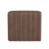 Ada Footstool Ottoman | Channel Tufted Brown Faux Leather | 19"