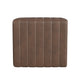 Ada Footstool Ottoman | Channel Tufted Brown Faux Leather | 19"