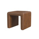 Ada Footstool Ottoman | Channel Tufted Brown Faux Leather | 19"