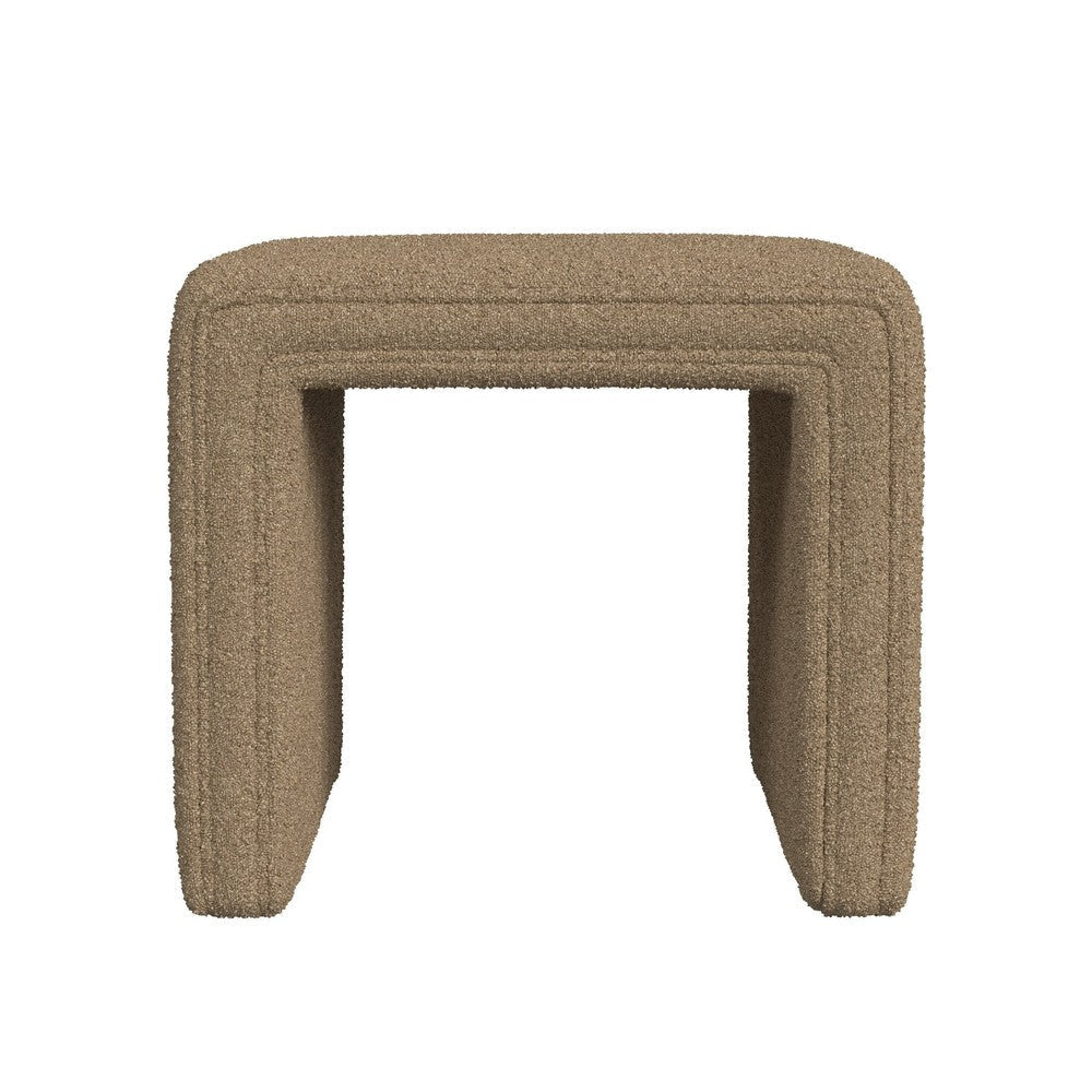Ada Footstool Ottoman | Channel Tufted Taupe Brown Boucle | 19’’
