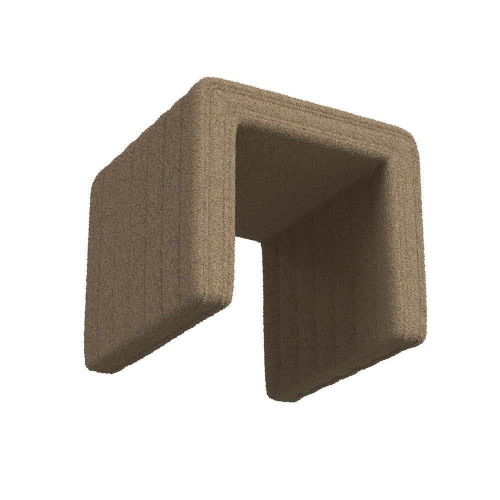 Ada Footstool Ottoman | Channel Tufted Taupe Brown Boucle | 19’’