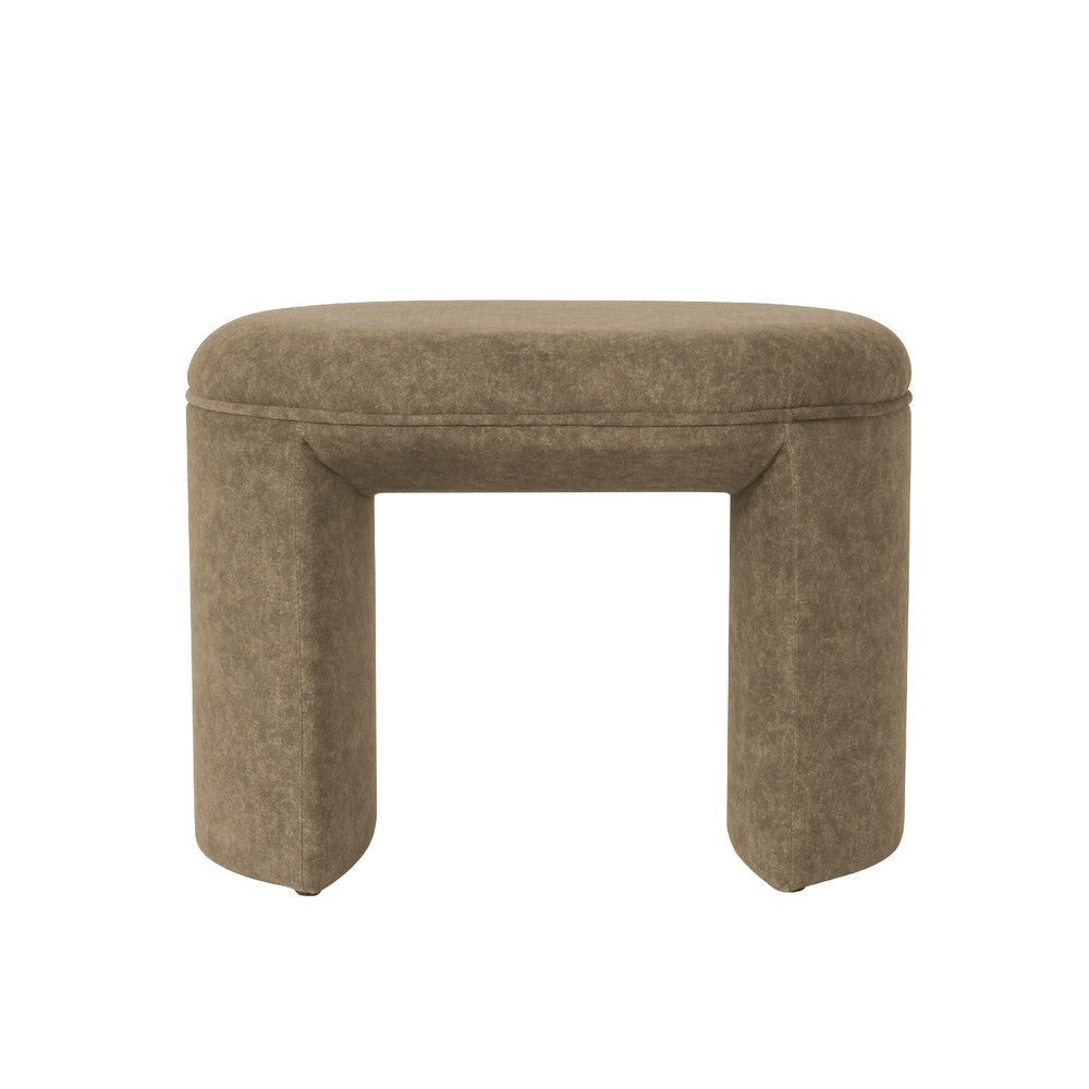 Max Ottoman Footstool with Saddle Seat | Mocha Brown Boucle | 24’’ BM334159