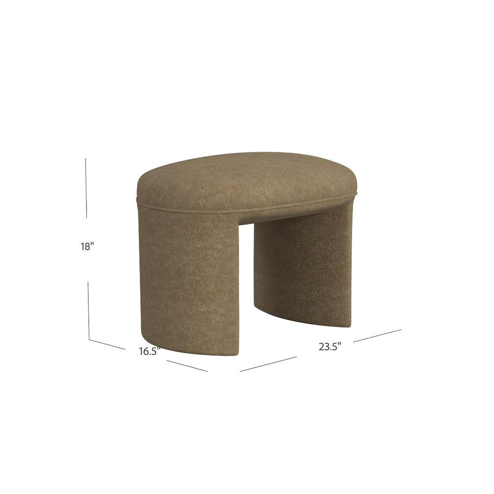 Max Ottoman Footstool with Saddle Seat | Mocha Brown Boucle | 24’’ BM334159