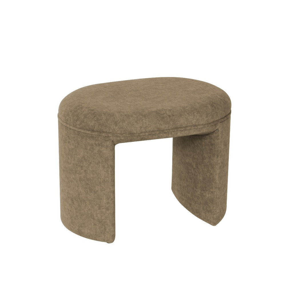 Max Ottoman Footstool with Saddle Seat | Mocha Brown Boucle | 24"