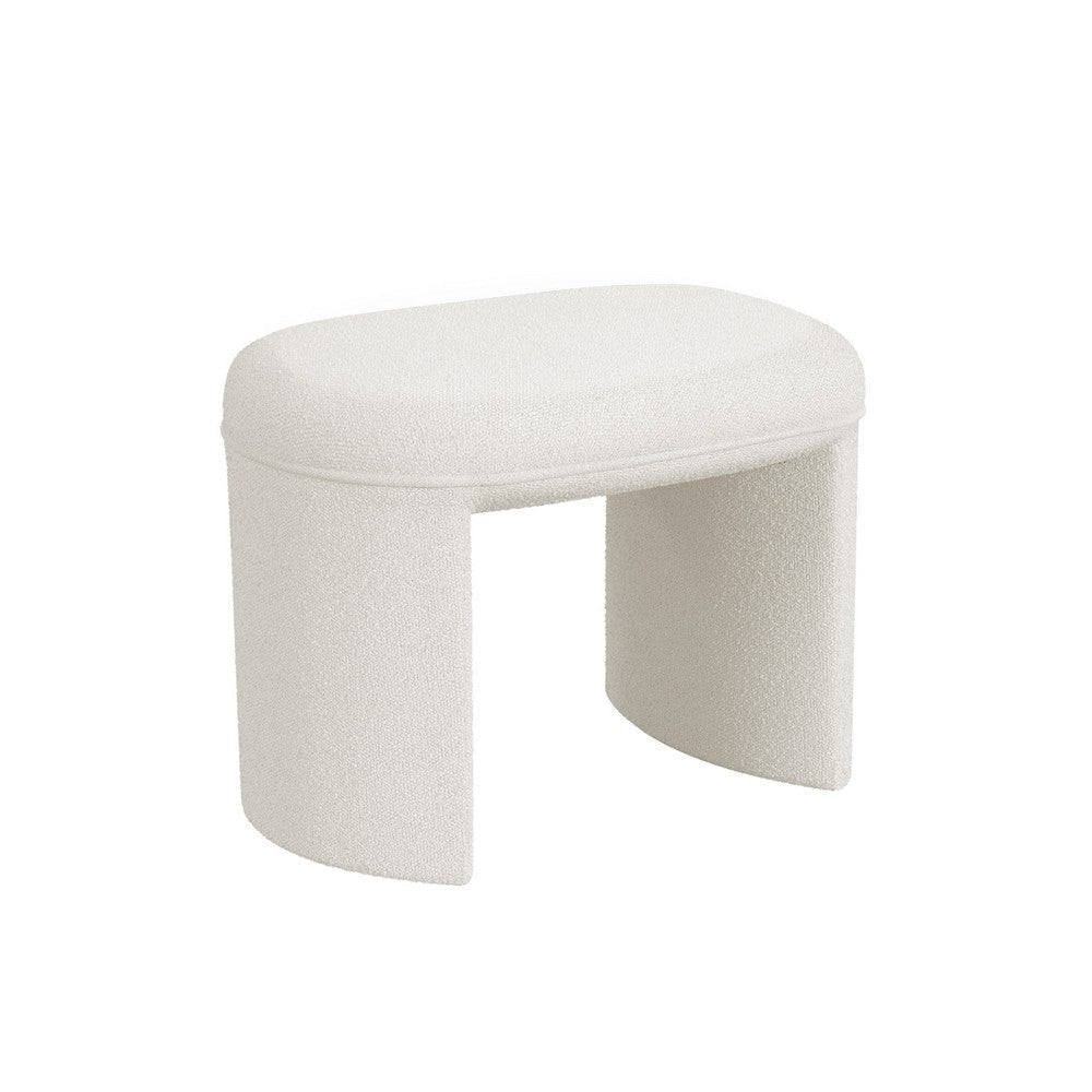 Max Ottoman Footstool with Saddle Seat | Cream White Boucle | 24"