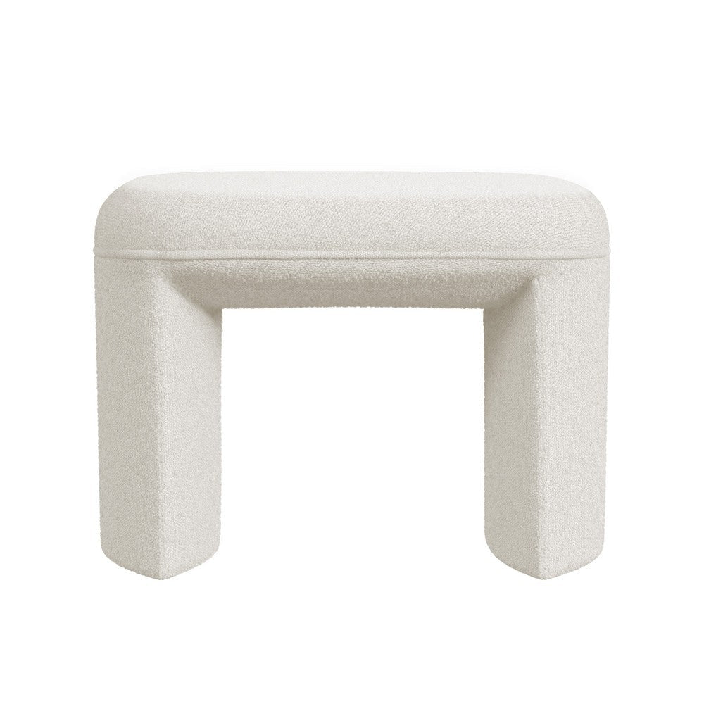 Max Ottoman Footstool with Saddle Seat | Cream White Boucle | 24’’ BM334160