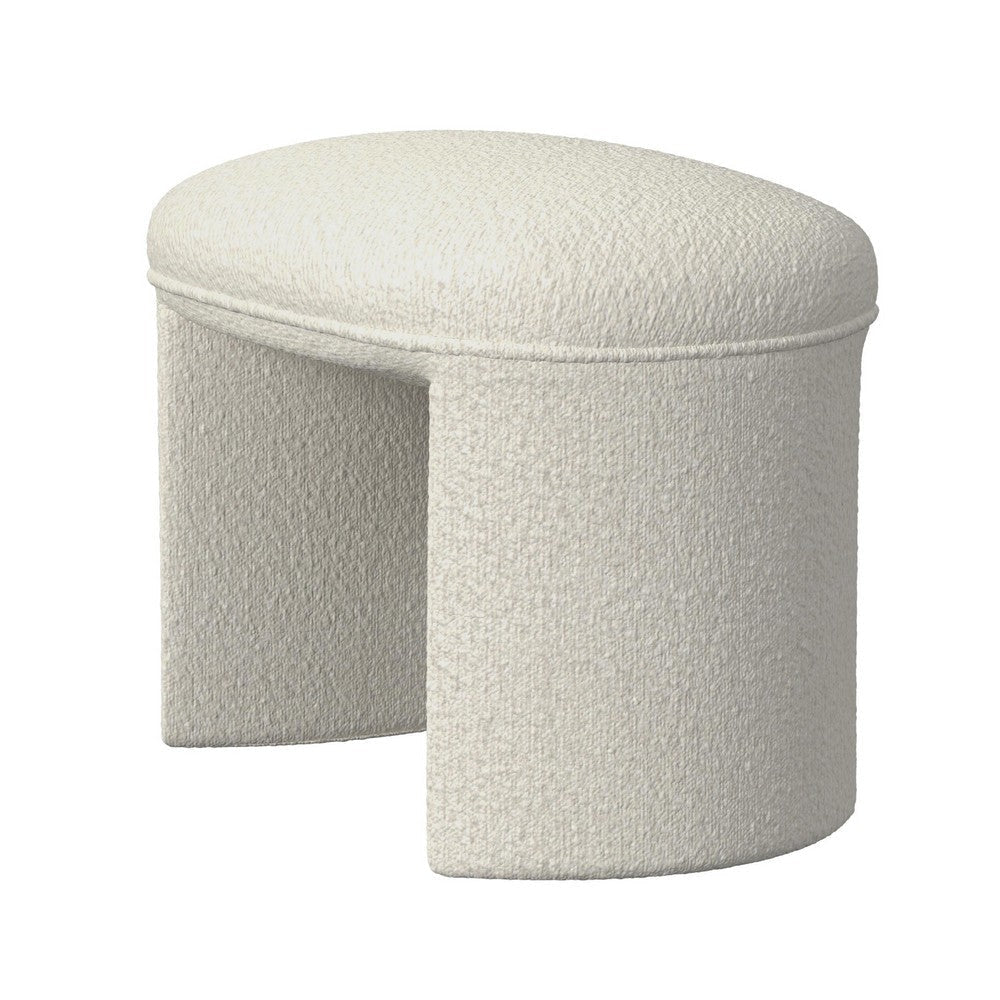 Max Ottoman Footstool with Saddle Seat | Cream White Boucle | 24’’ BM334160
