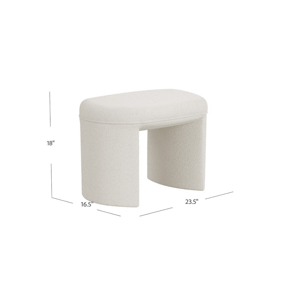 Max Ottoman Footstool with Saddle Seat | Cream White Boucle | 24’’ BM334160
