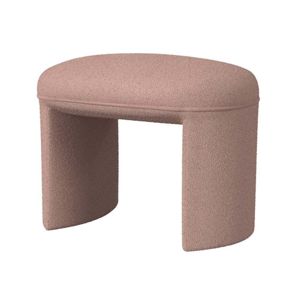 Max Ottoman Footstool with Saddle Seat | Blush Pink Boucle | 24’’ BM334161