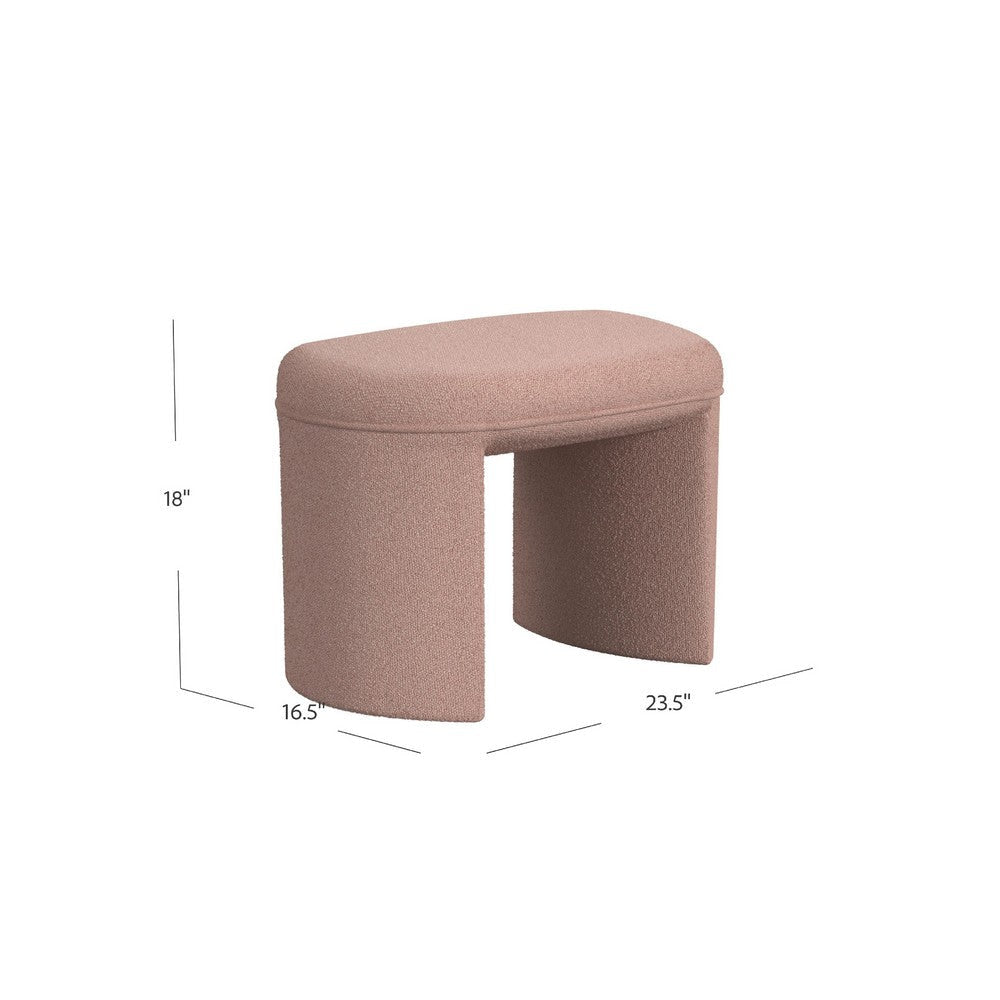 Max Ottoman Footstool with Saddle Seat | Blush Pink Boucle | 24’’ BM334161