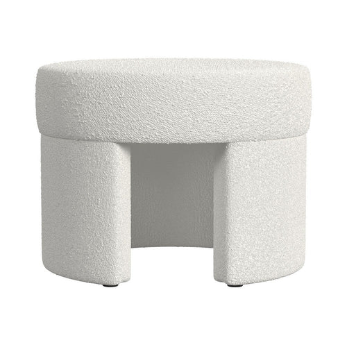 Noa Round Ottoman Footstool | Soft Cream White Boucle | 24"