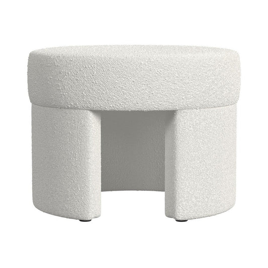 Noa Round Ottoman Footstool | Soft Cream White Boucle | 24"