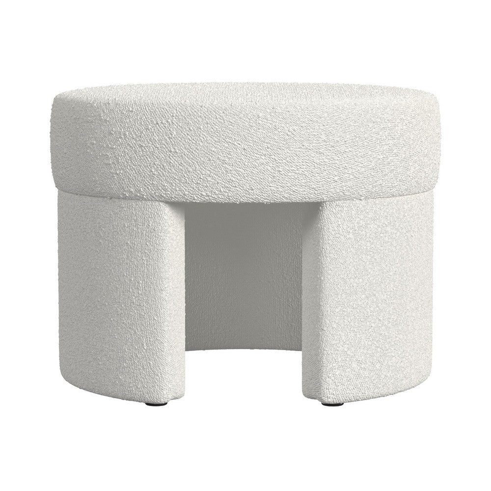 Noa Round Ottoman Footstool | Soft Cream White Boucle | 24"