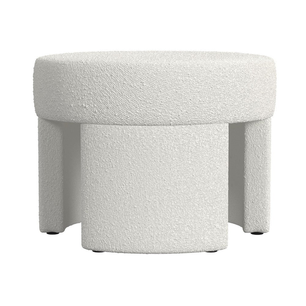Noa Round Ottoman Footstool | Soft Cream White Boucle | 24’’ BM334163