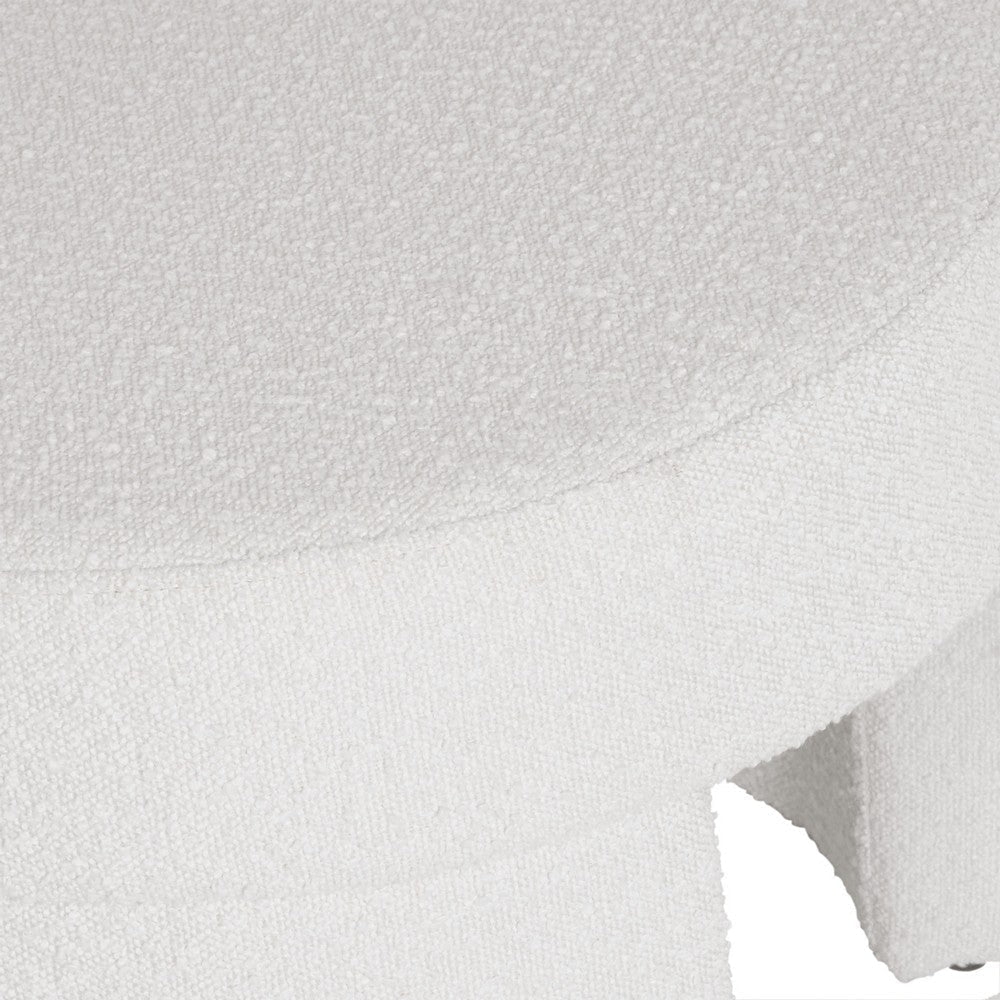 Noa Round Ottoman Footstool | Soft Cream White Boucle | 24’’ BM334163