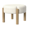 Eli 22’’ Ottoman Footstool | Cream Boucle and Natural Brown Hardwood BM334164
