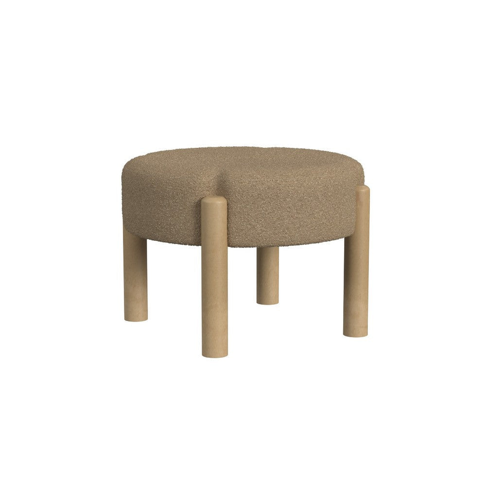 Eli 22’’ Ottoman Footstool | Brown Boucle and Natural Hardwood BM334165