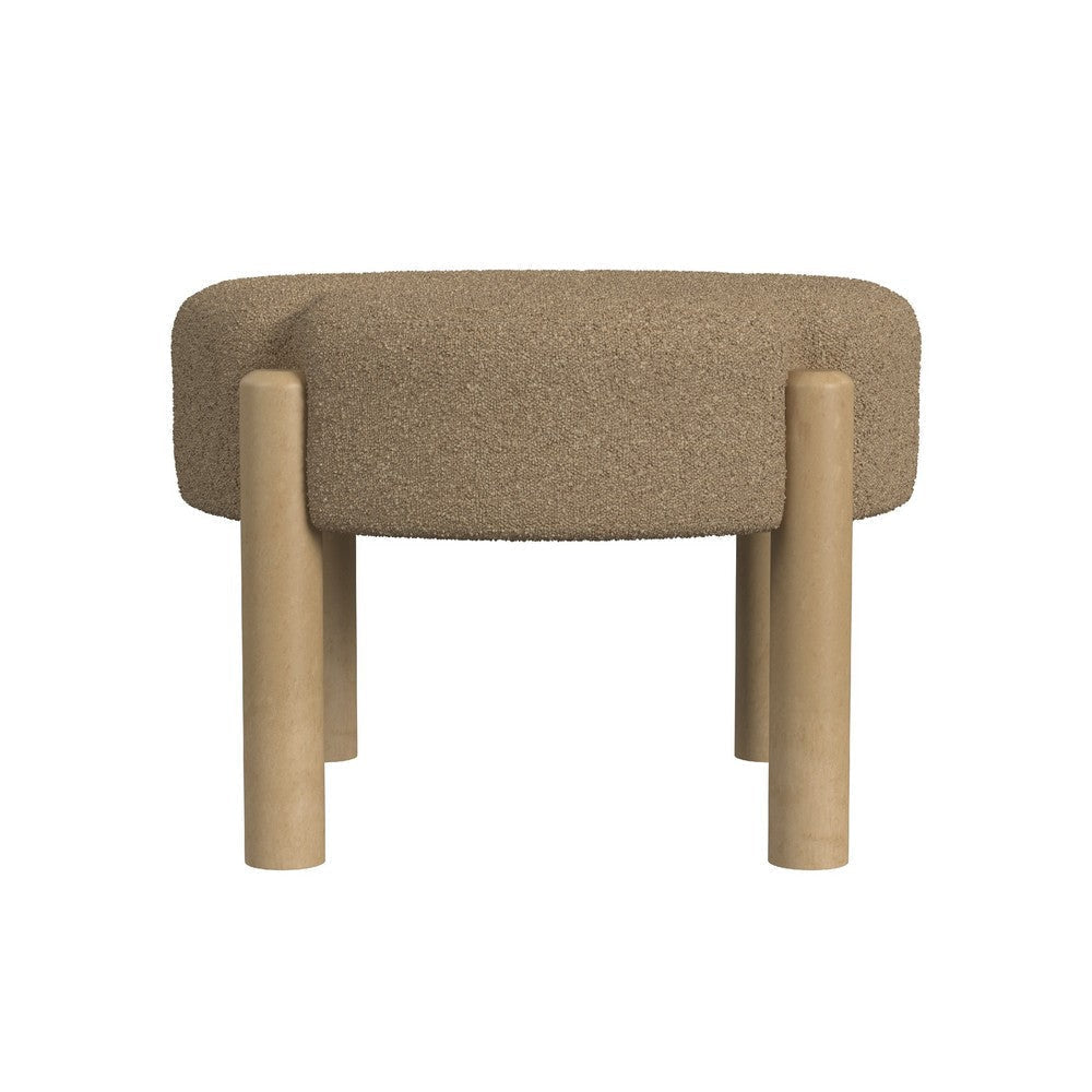 Eli 22’’ Ottoman Footstool | Brown Boucle and Natural Hardwood BM334165