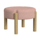 Eli 22" Ottoman Footstool | Blush Pink Boucle and Natural Hardwood