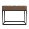 Kai Ottoman Footstool | Dark Brown Faux Leather | Black Metal | 22"