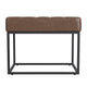 Kai Ottoman Footstool | Dark Brown Faux Leather | Black Metal | 22"
