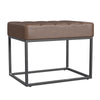 Kai Ottoman Footstool | Dark Brown Faux Leather | Black Metal | 22"