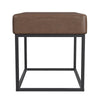 Kai Ottoman Footstool | Dark Brown Faux Leather | Black Metal | 22"