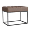 Kai Ottoman Footstool | Dark Brown Faux Leather | Black Metal | 22"