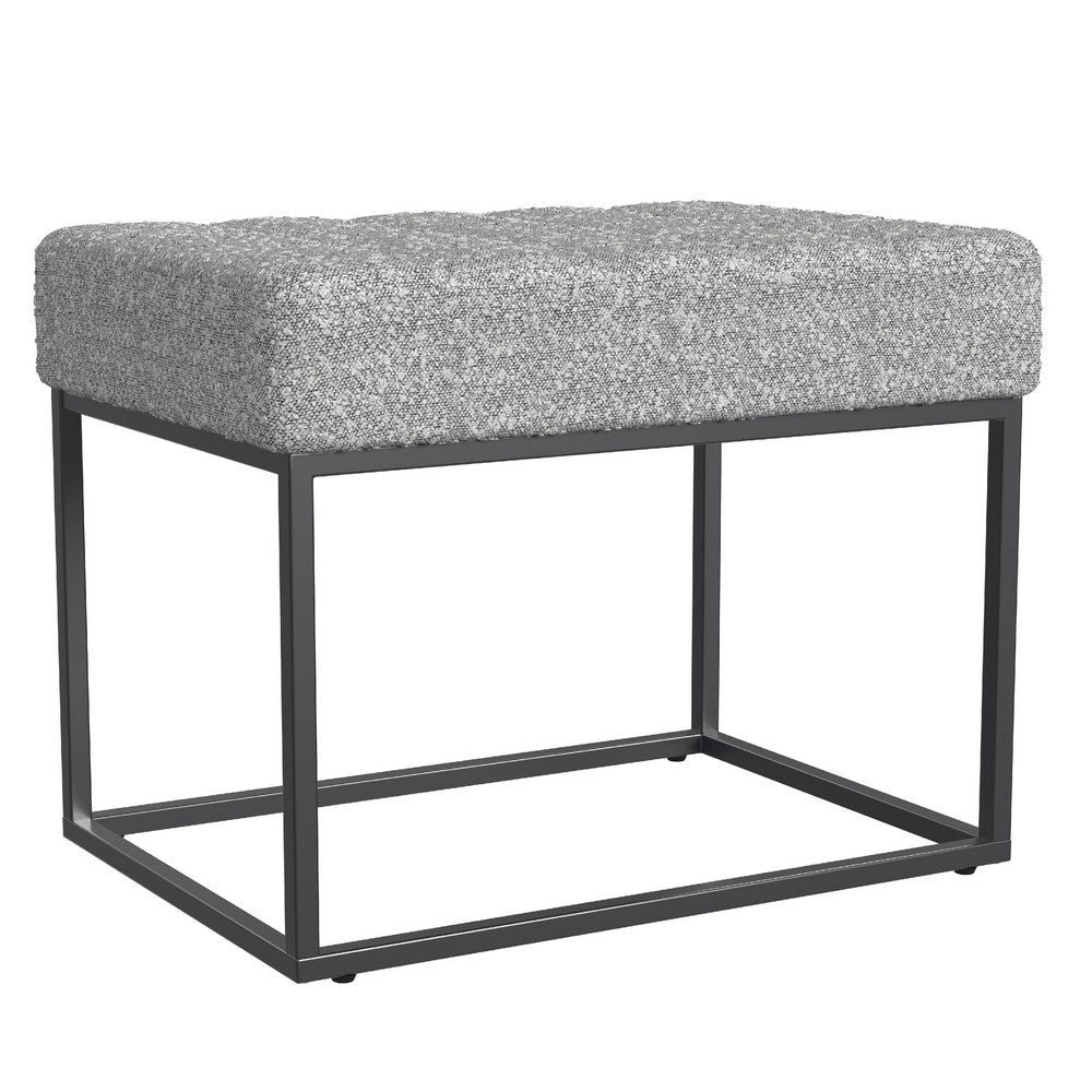 Kai Ottoman Footstool | Heather Gray Yarn Cream Boucle | Black | 22’’ BM334170
