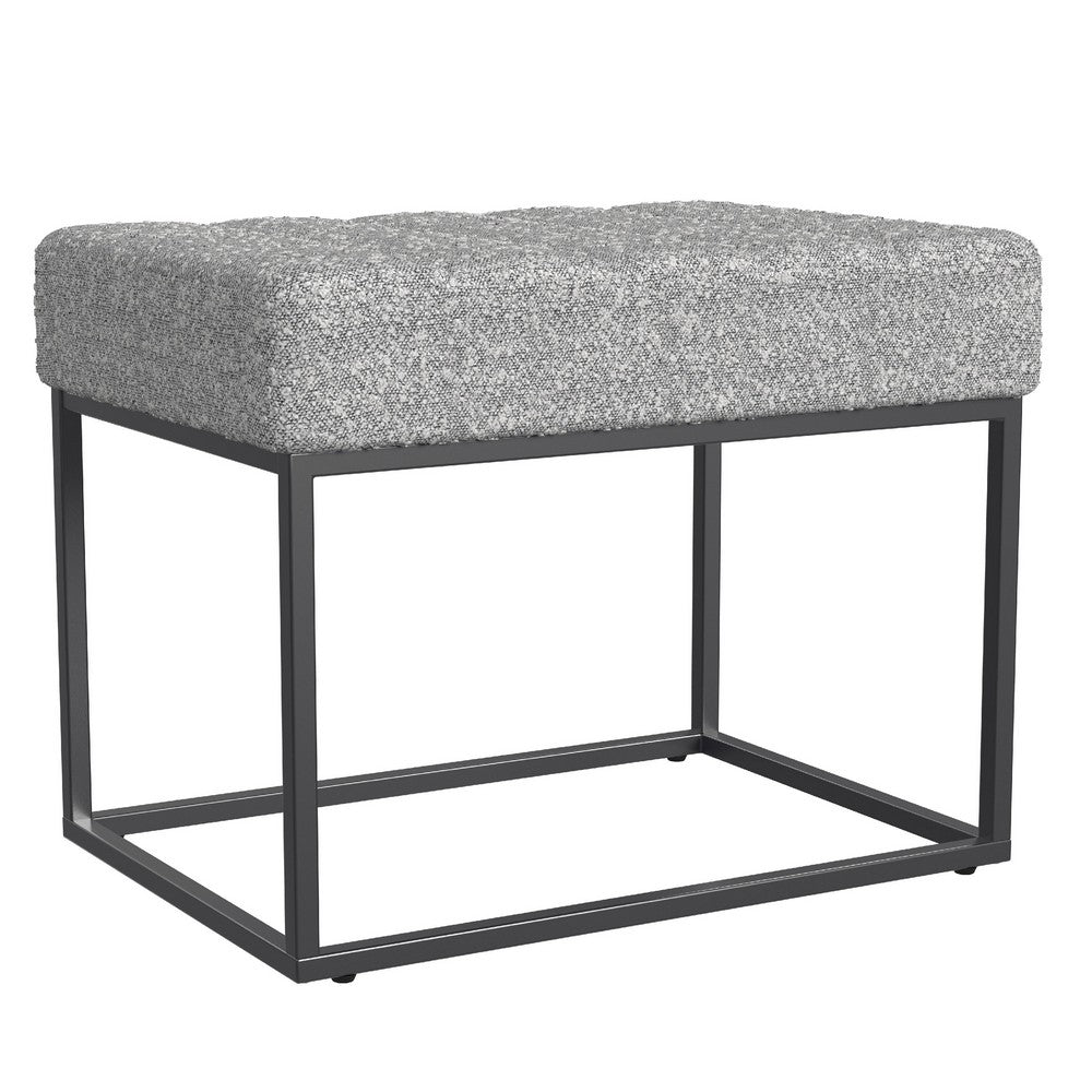 Kai Ottoman Footstool | Heather Gray Yarn Cream Boucle | Black | 22"