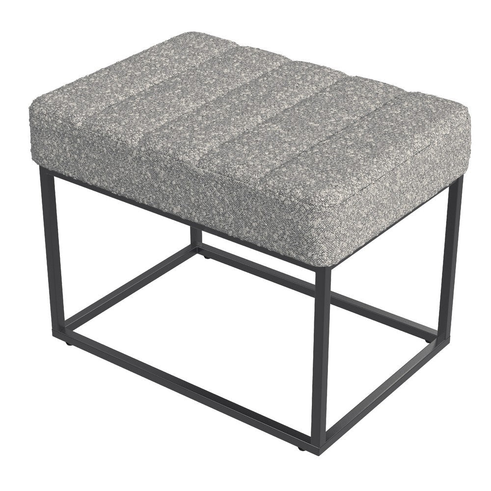 Kai Ottoman Footstool | Heather Gray Yarn Cream Boucle | Black | 22’’ BM334170