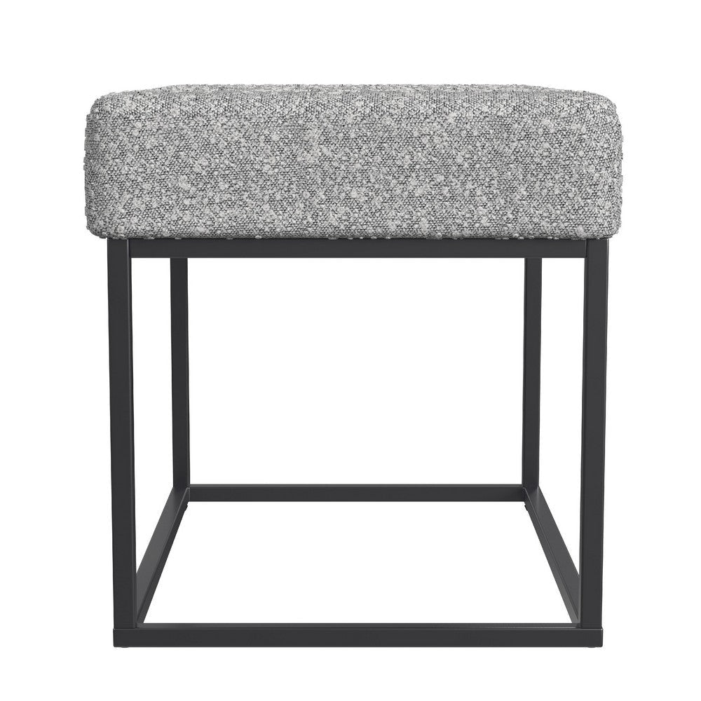 Kai Ottoman Footstool | Heather Gray Yarn Cream Boucle | Black | 22’’ BM334170