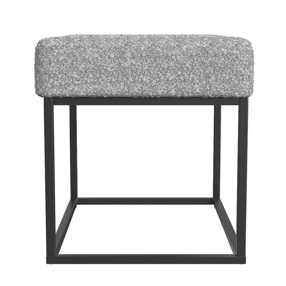 Kai Ottoman Footstool | Heather Gray Yarn Cream Boucle | Black | 22"