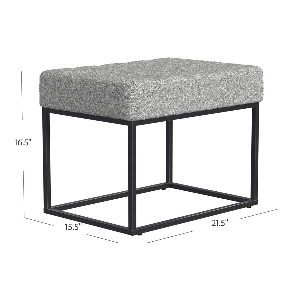 Kai Ottoman Footstool | Heather Gray Yarn Cream Boucle | Black | 22"