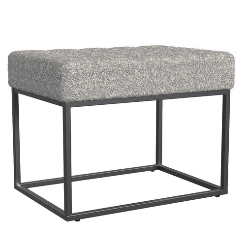 Kai Ottoman Footstool | Heather Gray Yarn Cream Boucle | Black | 22"
