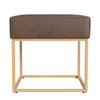 Kai Ottoman Footstool | Brown Faux Leather | Gold Metal | 18’’ Square BM334171