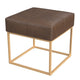 Kai Ottoman Footstool | Brown Faux Leather | Gold Metal | 18’’ Square BM334171