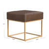 Kai Ottoman Footstool | Brown Faux Leather | Gold Metal | 18’’ Square BM334171