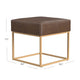 Kai Ottoman Footstool | Brown Faux Leather | Gold Metal | 18’’ Square BM334171